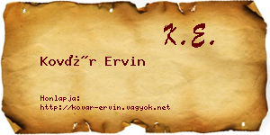 Kovár Ervin névjegykártya