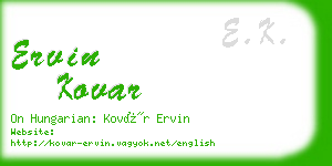 ervin kovar business card